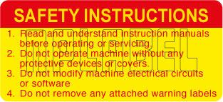 590927 Safety Instructions Stickers for Machine 590927 Safety Instructions Stickers for Machine