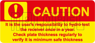 591995 Caution - Hydro Test Labels Stickers 591995 Caution - Hydro Test Labels Stickers