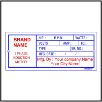 142068 Induction Motor Custom Labels 142068 Induction Motor Custom Labels
