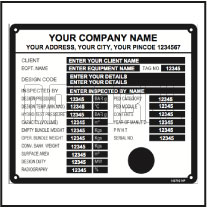 142792 Pressure Vessel Data Plate