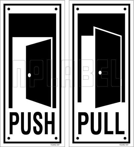152452ML Push/Pull Door Sign Sticker Label 152452ML Push/Pull Door Sign Sticker Label
