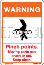 153289 Moving Parts Caution Sticker Labels & Sign 153289 Moving Parts Caution Sticker Labels & Sign