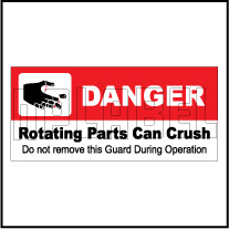 160127 DANGER Rotating Parts Can Crush Sticker