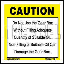 162537 Gear Box Caution Signs Stickers & Labels