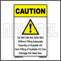 162538 Gear Box Caution Sticker