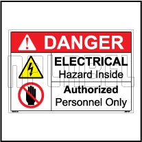 232554 Electrial Hazard & Authorized Person Labels & Signs