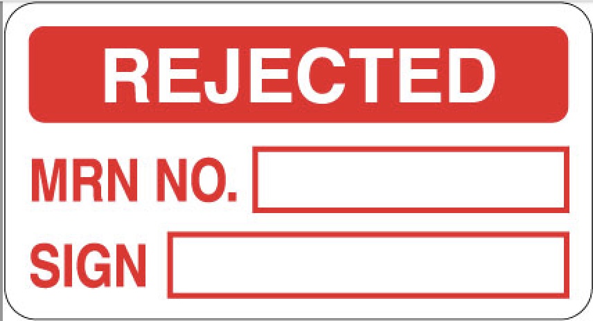 420005 Rejected Quality control stickers