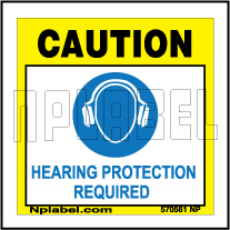 570561 Caution Wear Hearing Protection Labels