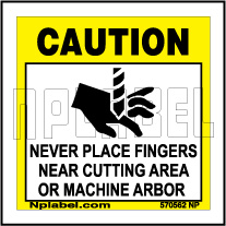 570562 Never Place Fingers in Cutting Area Labels