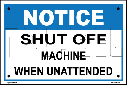 590903 Shut Of Machine Instruction Plate & Signage