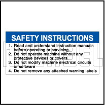 590927 Safety Instructions Stickers for Machine