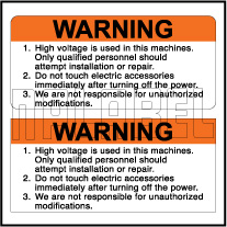 590928 High Voltage Warning Stickers
