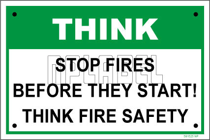 592515ML Stop Fires Metal Sign Label 592515ML Stop Fires Metal Sign Label
