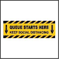 CD1969 Queue Starts Here Floor Sticker